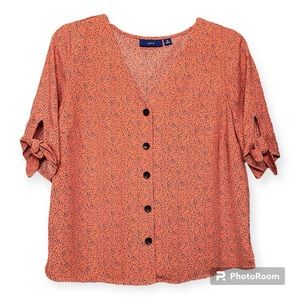 Coral Top with Black Dots and Arm Tie Details